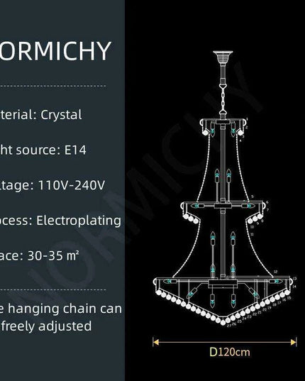 Opulent Chrome Crystal Chandelier - Elegant Lighting Solution for Luxury Hotels, Villas, and High-End Interiors