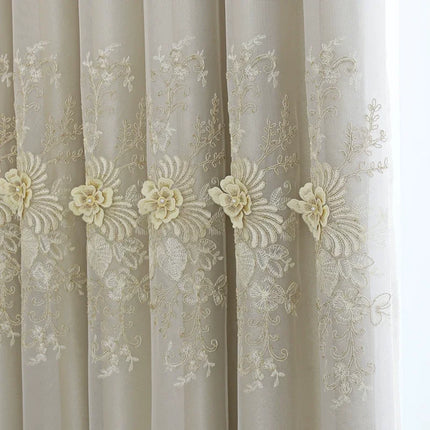 BUY YEAR Luxury Chenille Embroidery Grey Valance Curtains - Blackout &