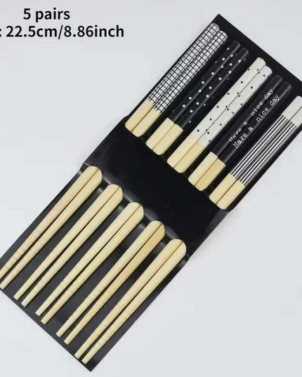 Chic Bamboo Chopstick Collection - 5 Pairs with Non-Slip Design