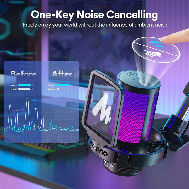 Elite RGB USB Gaming Microphone with Exceptional Clarity and Advanced Noise Cancellation