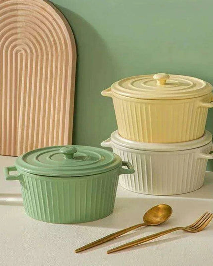 Elegant Heat-Insulating Ceramic Soup Bowl with Lid - Ideal for Ramen and Hearty Dishes