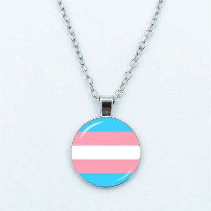 Vibrant Customizable Rainbow Glass Pendant Necklace for Love and Pride Celebration