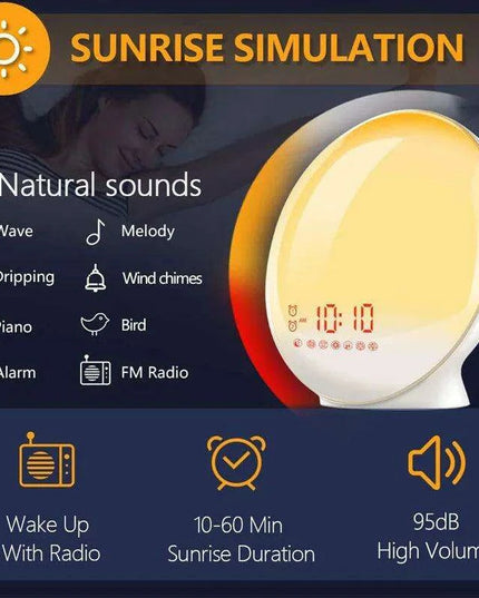 Sunrise Simulation Alarm Clock with FM Radio, Natural Sounds, and Colorful Light