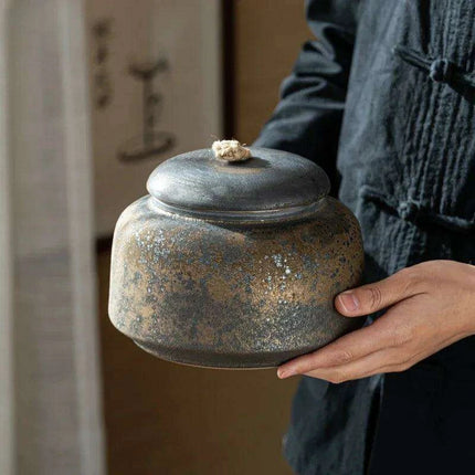 Elegant Vintage Gilt Ceramic Tea Pot - Artistic Storage Solution and Stylish Home Accent