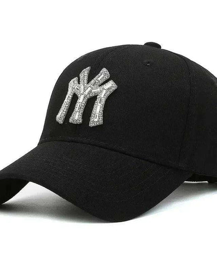 Diamond-Embellished Cotton Baseball Cap with Adjustable Fit