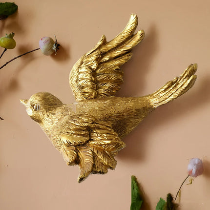 Xin Yi 3D Resin Simulated Animal Statues - Golden Bird & Butterfly Dec