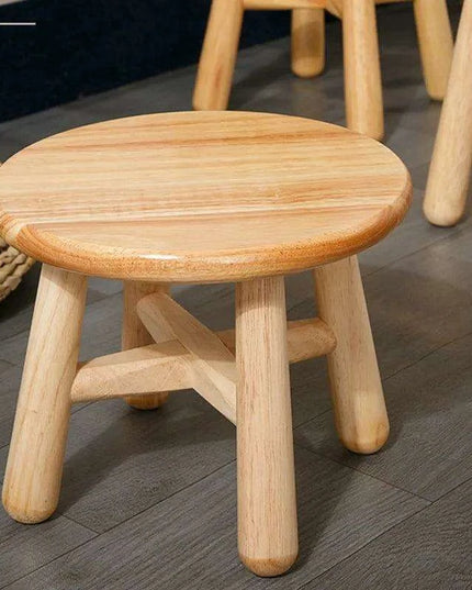 Rustic Kids' Round Wooden Bench - Stylish Multi-Use Stool for Home Decor