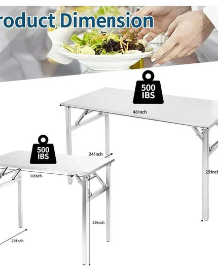 Compact Stainless Steel Folding Table - 36"x24" with Adjustable Height for Effortless Transport and Storage