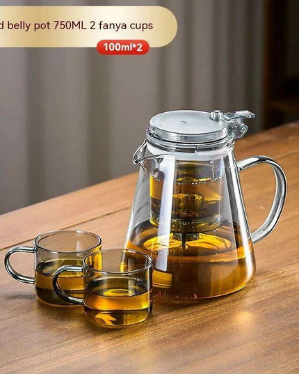 Sophisticated 750ml Glass Teapot Set with Effortless Pouring and Detachable Filter - Includes Matching Cups