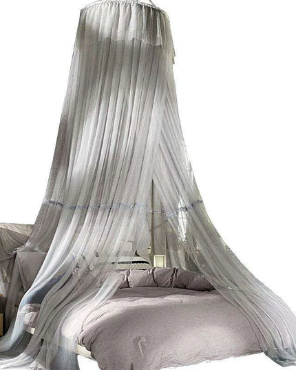 Chic Grey Lace Mosquito Net Canopy - Enchanting Sleep Sanctuary for Insect-Free Dreams