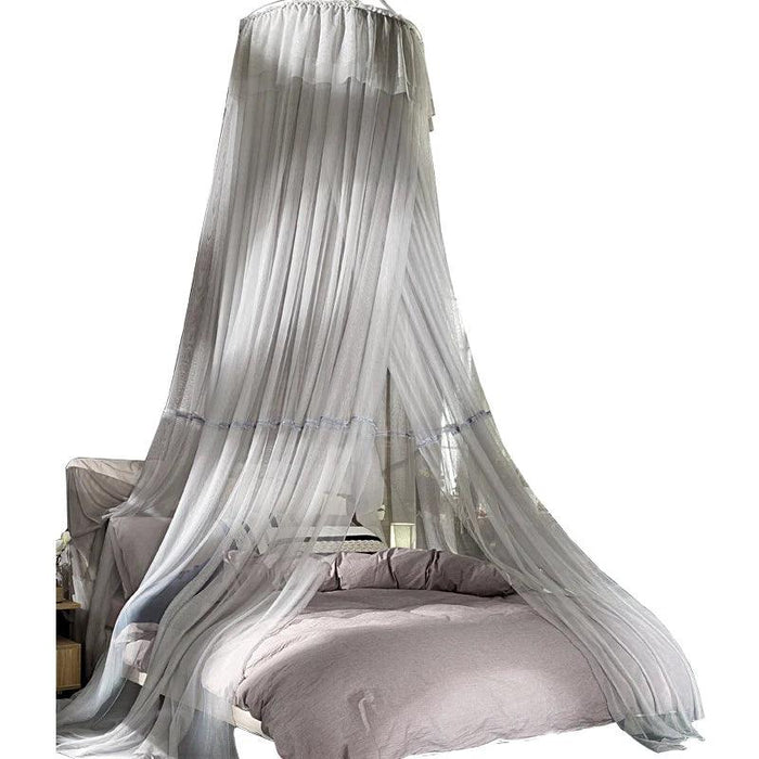 Chic Grey Lace Mosquito Net Canopy - Enchanting Sleep Sanctuary for Insect-Free Dreams