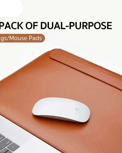 Sleek PU Leather MacBook Sleeve with Magnetic Closure - Brown/Black Case for 13.3/14 Inch Laptops