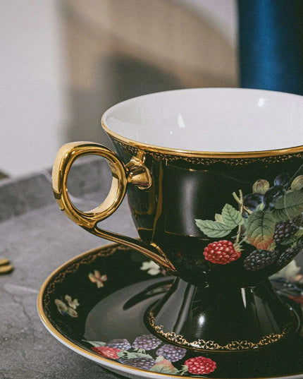 Elegant Gold-Accented Bone China Coffee Cup Set