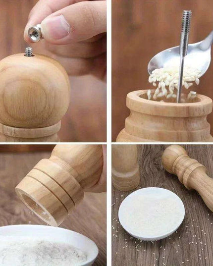 Adjustable Wooden Salt and Pepper Mill Set with Ceramic Rotor for Gourmet Seasoning