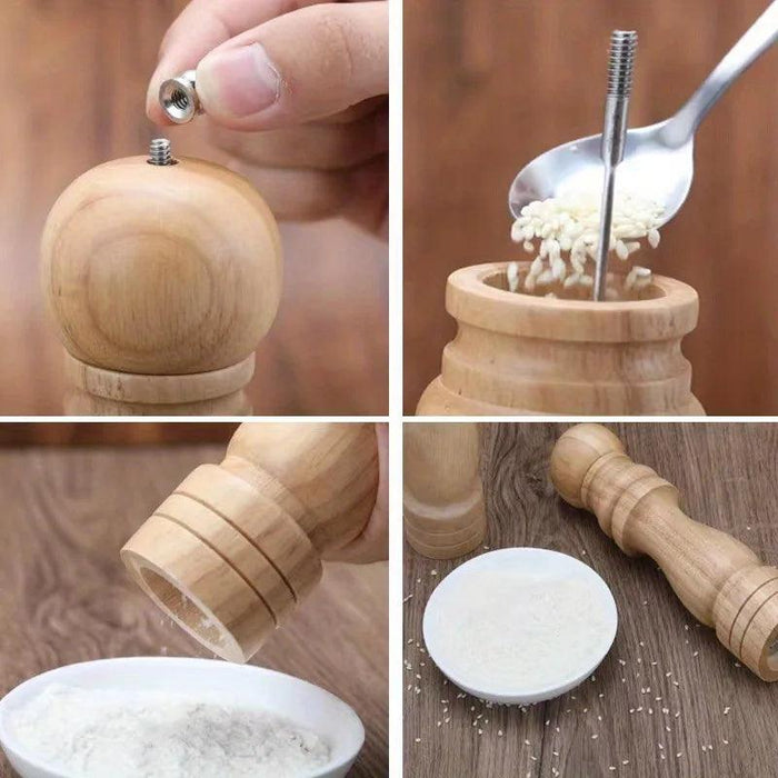 Adjustable Wooden Salt and Pepper Mill Set with Ceramic Rotor for Gourmet Seasoning