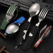 Multi-Functional Outdoor Dining Utensil Set: Fork, Spoon, Knife & Bottle Opener for Campers and Hikers