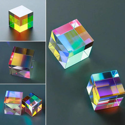 Colorful Mini Optical Glass X-Cube Prism - Engaging Physics Toy for Young Minds