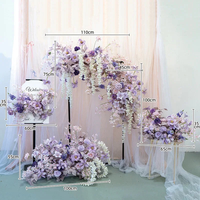Lavender Hydrangea Silk Flower Row – Wedding Arch & Centerpiece