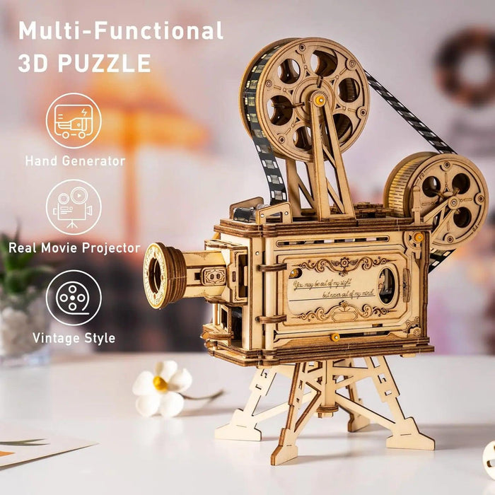 Vintage 3D Wooden Film Projector Puzzle Kit - Robotime ROKR Vitascope LK601