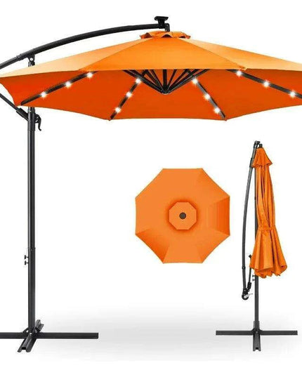 Solar-Powered 10ft LED Hanging Market Umbrella for Outdoor Spaces