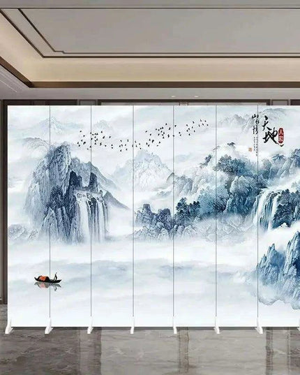 Versatile Mobile Folding Chinese Partition Screen for Hotels and Offices - Dual-Sided Conference Divider