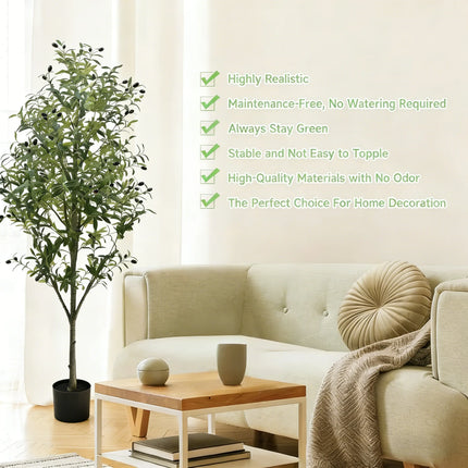 180cm 70inch Artificial Tall Potted Olive Tree, Foliage Tree for Living Room Entryway Office Modern Indoor Home Decor 180cm-70inch-artificial-tall-potted-olive-tree-foliage-tree-for-living-room-entryway-office-modern-indoor-home-decor