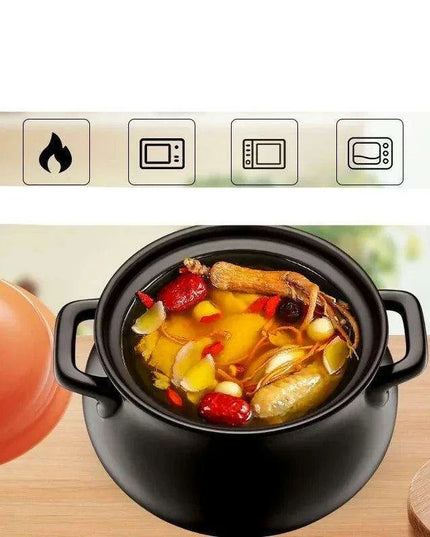 6L Traditional Chinese Clay Casserole Pot for Gas Stove Cooking - Authentic Stew Experience