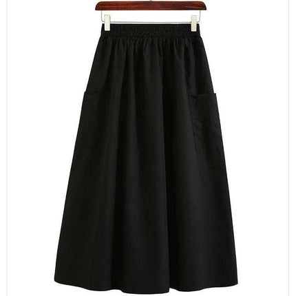 High-Waisted Flowing Casual Skirt for Women - Solid Color Long Dress for Spring and Summer