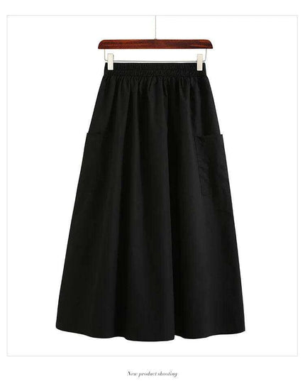 High-Waisted Flowing Casual Skirt for Women - Solid Color Long Dress for Spring and Summer