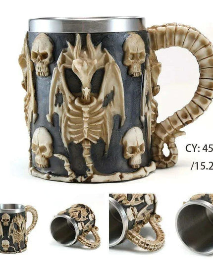Skull Viking Pirate Tankard: Resin Steel Drinking Vessel & Decor Accent