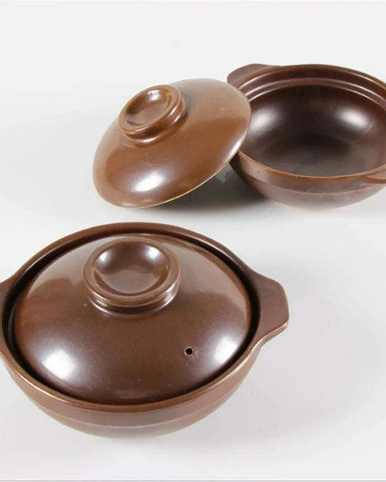 Artisan Earthenware Casserole Pot with Ergonomic Handle - Choose Between 650ml & 900ml for Rice, Noodles, Porridge, and Soups