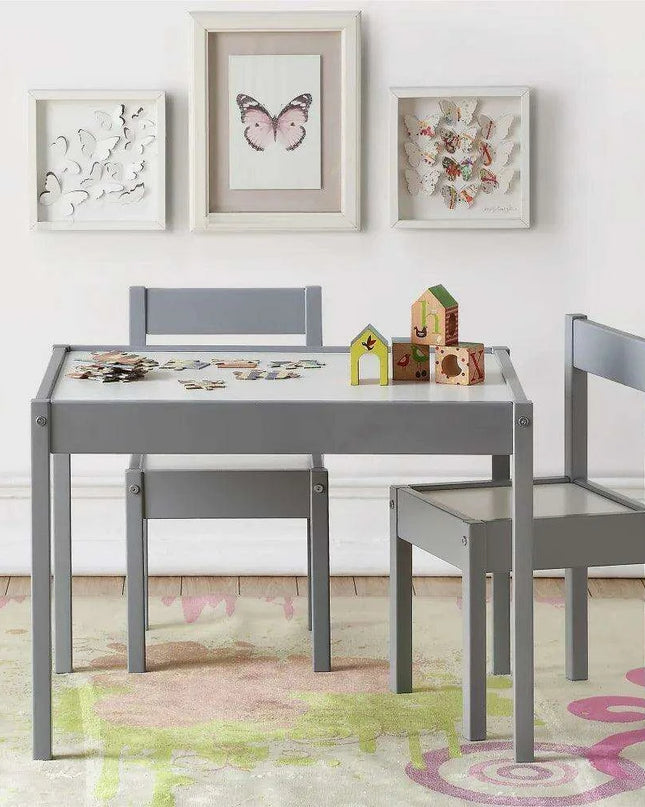 Stylish Gray and White Children’s Table and Chair Set - Perfect for Homeschooling Environments