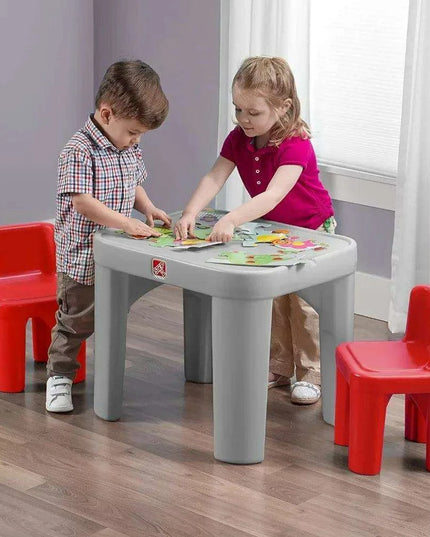 Imaginative Charcoal and Crimson Kids Play Table and Chair Set - Durable Furniture for Creative Adventures