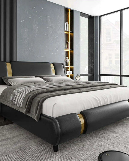 Modern Adjustable Curved Headboard Stainless Steel Bed Frame