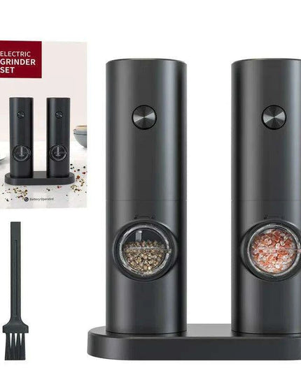 Automatic Gravity Salt and Pepper Mill Set with Adjustable Coarseness and LED Light - Rechargeable Electric Grinder for Effortless Seasoning