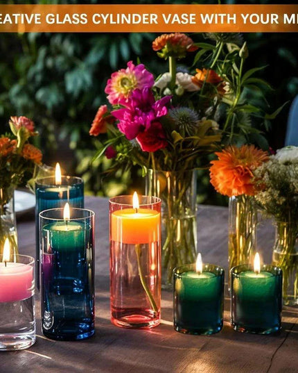 48-Piece Elegant Clear Glass Cylinder Vases Set for Home and Wedding Styling