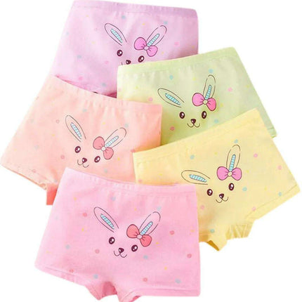 4 pcs Girls' Cotton Briefs Collection - Soft, Breathable & Playful Patterns for Kids