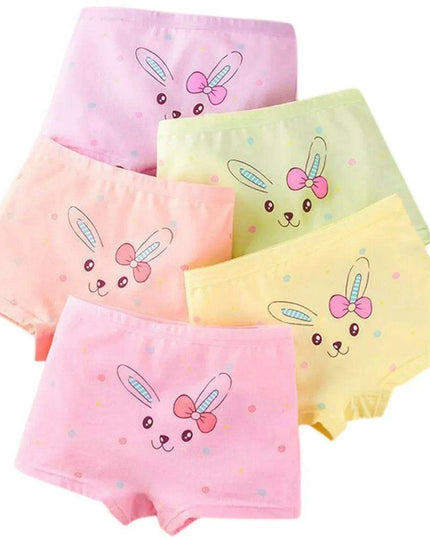 4 pcs Girls' Cotton Briefs Collection - Soft, Breathable & Playful Patterns for Kids