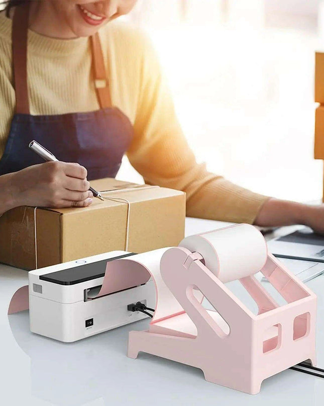 Chic Pink Label Printer Stand - Elegant and Space-Efficient Organizer