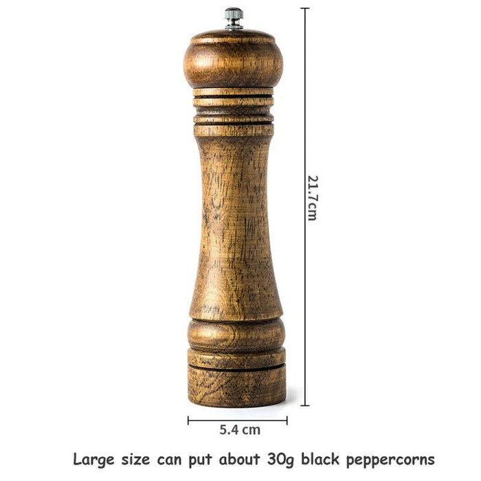 Stylish Wooden Salt and Pepper Grinder Set with Adjustable Ceramic Mechanisms and Elegant Stand