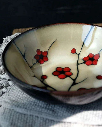 Blossom Serenity: Artisan Hand-Painted Ramen Bowl - Japanese Culinary Masterpiece