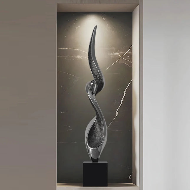 Abstract Rising Resin Sculpture on Marble Base – 80cm Home Decor Statement Piece
