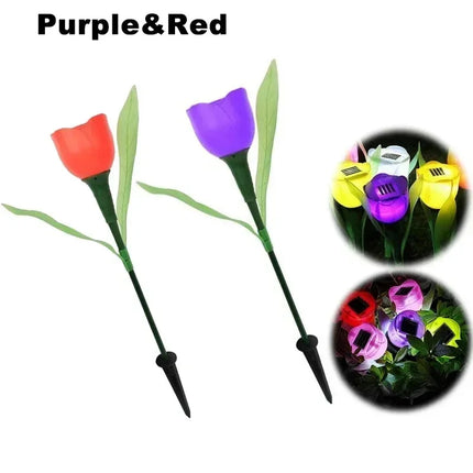Solar LED Tulip Garden Lights — Waterproof Outdoor Pathway Decor