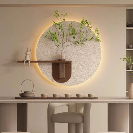Mural Lamp Store 3D Luminous Green Plant Sandstone Painting for Living