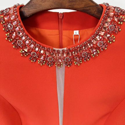 Diamond Bead Sleeveless Tank Dress – Colorful Crystal Embellishment & High Street Style