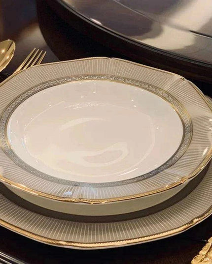 Luxury Bone-Inspired Outdoor Dining Set with Elegant Ceramic Tableware