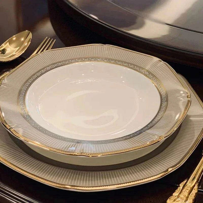 Luxury Bone-Inspired Outdoor Dining Set with Elegant Ceramic Tableware