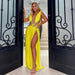 Chic Deep V-Neck Gold Embroidered Maxi Dress for Summer Evenings