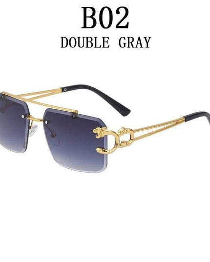 Retro Rimless Sunglasses with Wood Finish and UV Protection