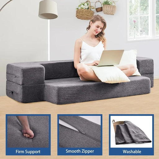 8 Inch Memory Foam Fold Out Couch Bed Armchairs for Living Room Sofas Twin Size Floor Sofa Beds Free Shipping Grey Freight Free